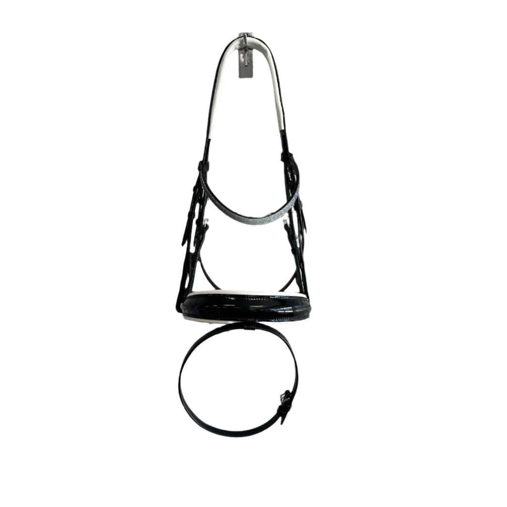 Comfort XS Patent Snaffle Bridle, White Padding with Swarovski Fade Rocks