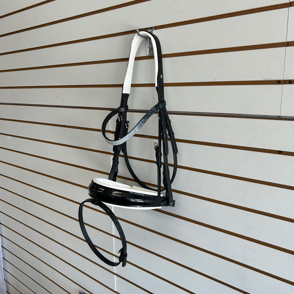 Comfort XS Patent Snaffle Bridle, White Padding with Swarovski Fade Rocks