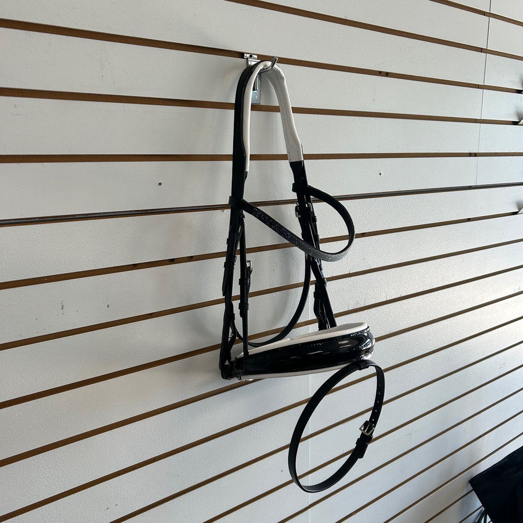 Comfort XS Patent Snaffle Bridle, White Padding with Swarovski Fade Rocks