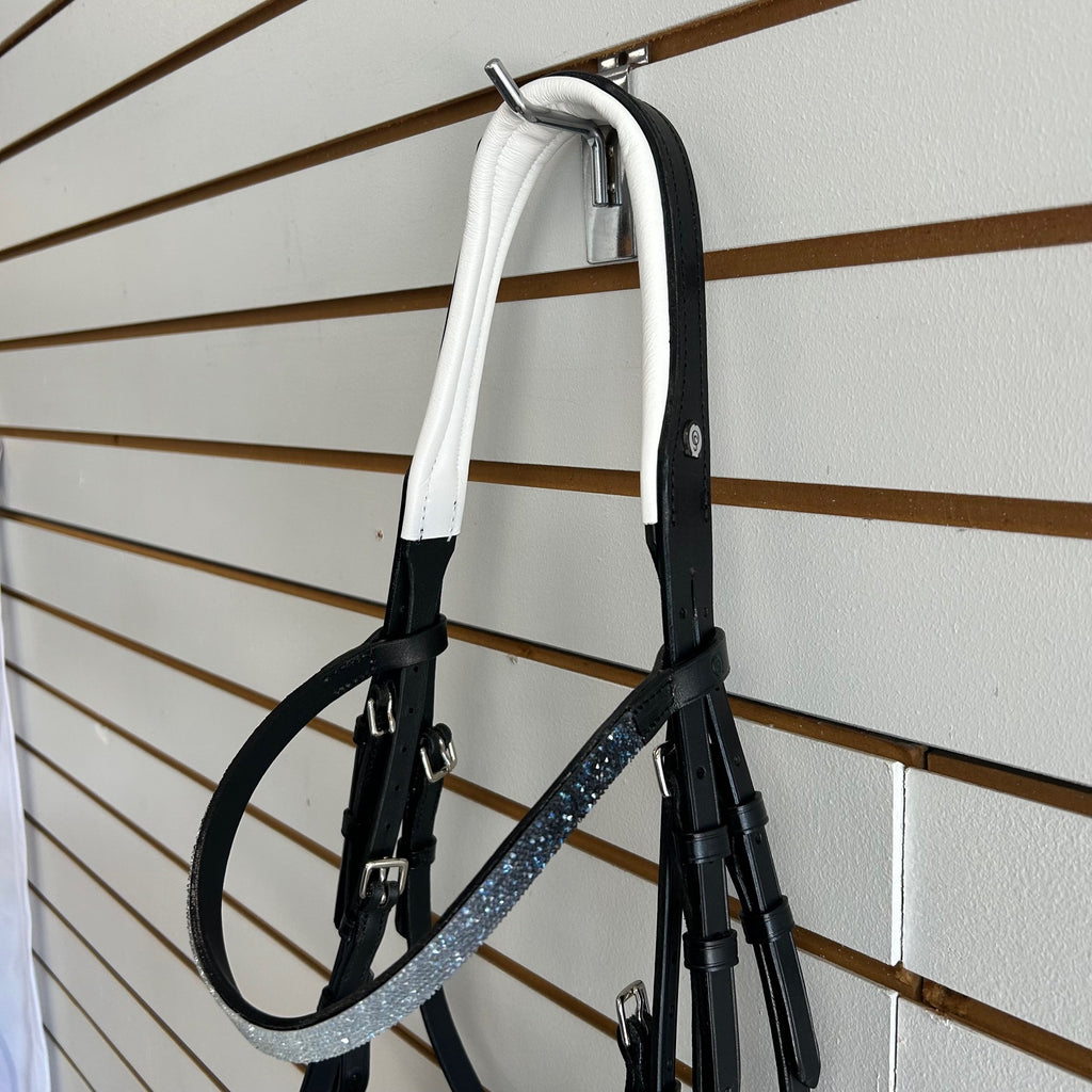 Comfort XS Patent Snaffle Bridle, White Padding with Swarovski Fade Rocks