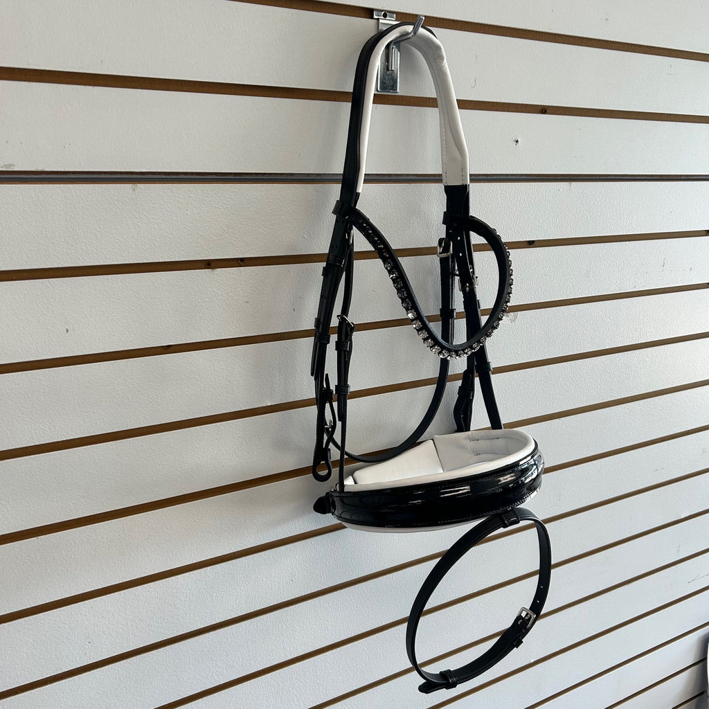 Comfort XS Patent Snaffle Bridle, White Padding with Thin Fade Browband