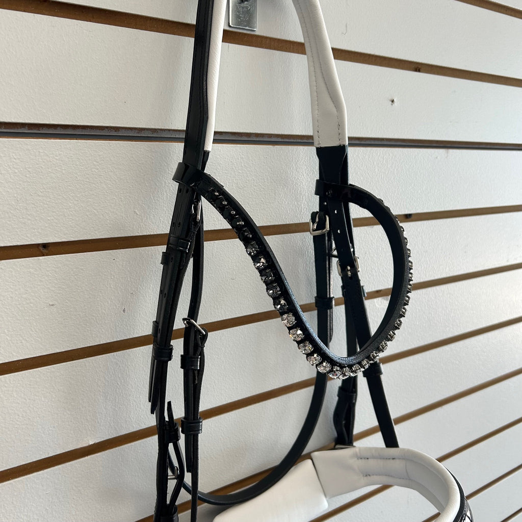 Comfort XS Patent Snaffle Bridle, White Padding with Thin Fade Browband