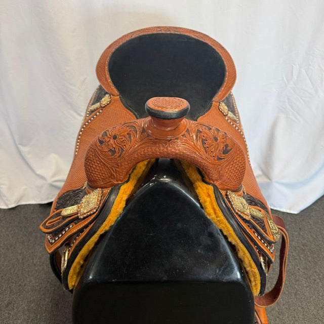 Used Billy Royal Elite Floral Tooled Western 17" Show Saddle