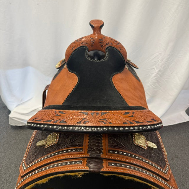 Used Billy Royal Elite Floral Tooled Western 17" Show Saddle