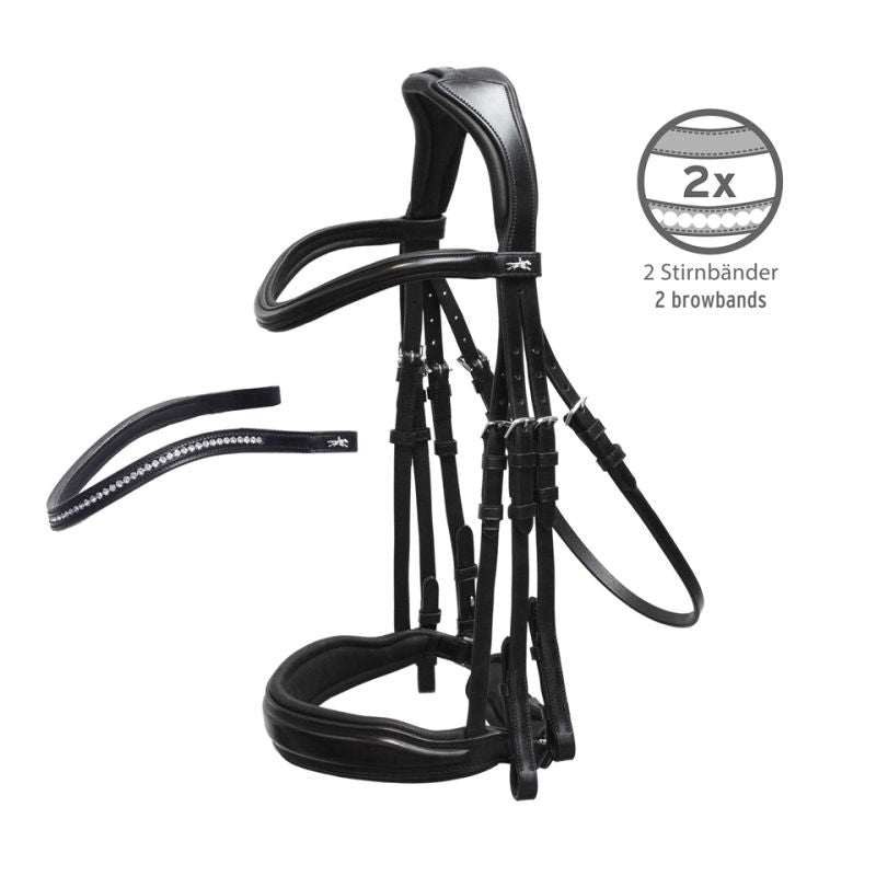 Milan Anatomical Double Bridle with Two Browbands