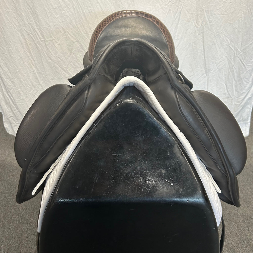HOLD:  Used Custom Icon Alpha 17.5" Monoflap Dressage Saddle