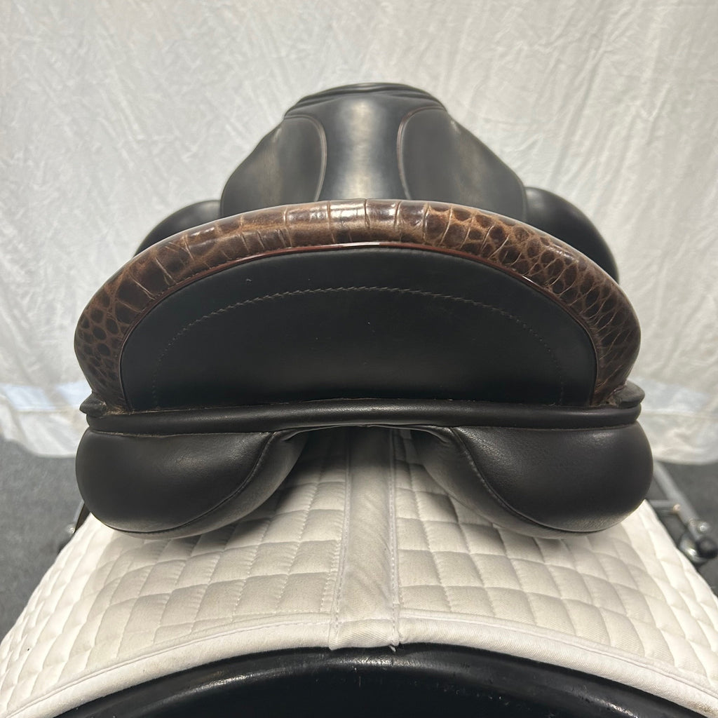 HOLD:  Used Custom Icon Alpha 17.5" Monoflap Dressage Saddle