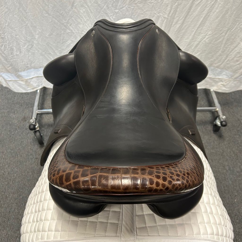 HOLD:  Used Custom Icon Alpha 17.5" Monoflap Dressage Saddle
