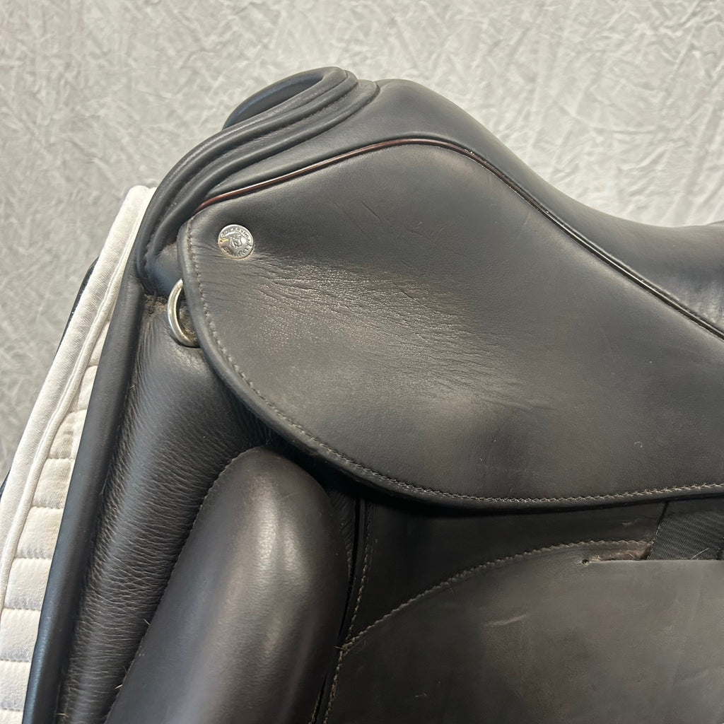 HOLD:  Used Custom Icon Alpha 17.5" Monoflap Dressage Saddle