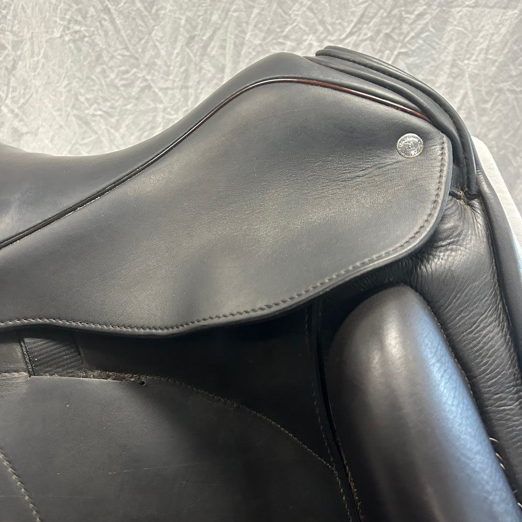 HOLD:  Used Custom Icon Alpha 17.5" Monoflap Dressage Saddle