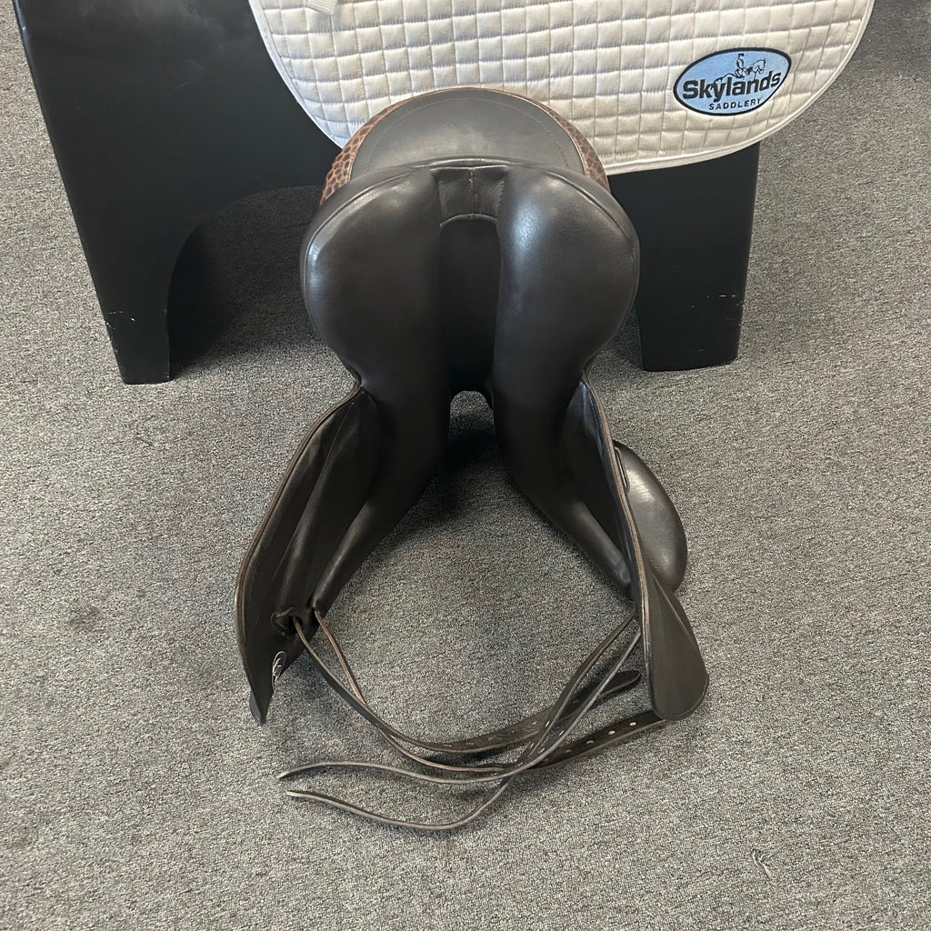 HOLD:  Used Custom Icon Alpha 17.5" Monoflap Dressage Saddle