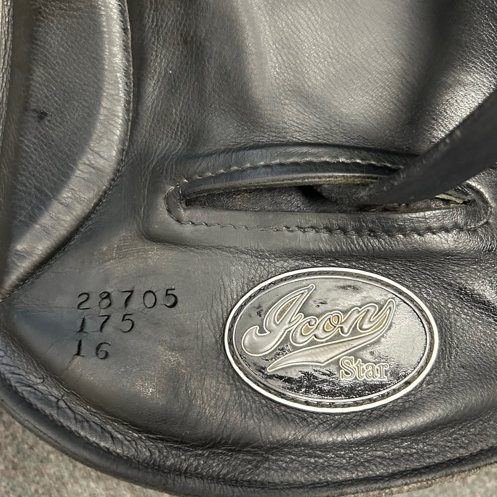 HOLD:  Used Custom Icon Star 17.5" Monoflap Dressage Saddle