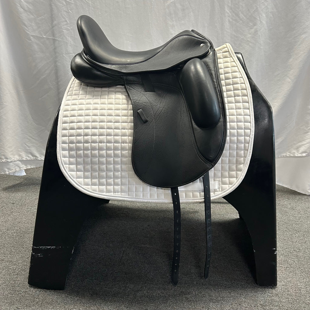 HOLD:  Used Custom Saddlery Wolfgang Omni Monoflap 17.5" Dressage Saddle