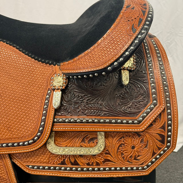 Used Billy Royal Elite Floral Tooled Western 17" Show Saddle