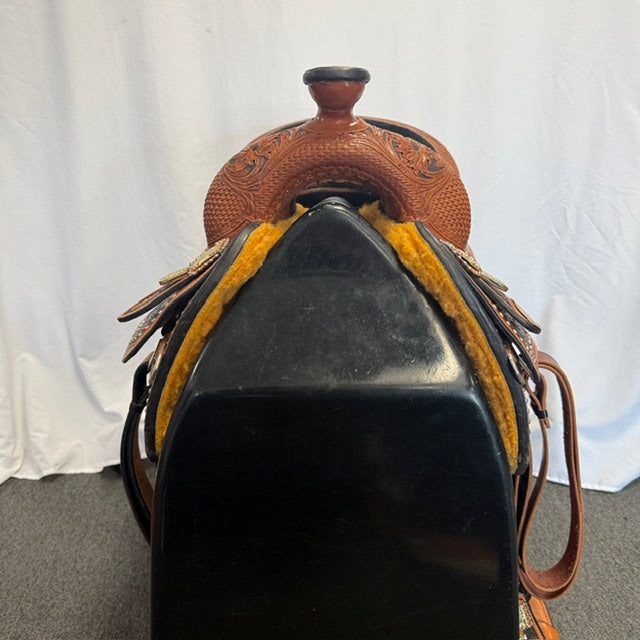 Used Billy Royal Elite Floral Tooled Western 17" Show Saddle
