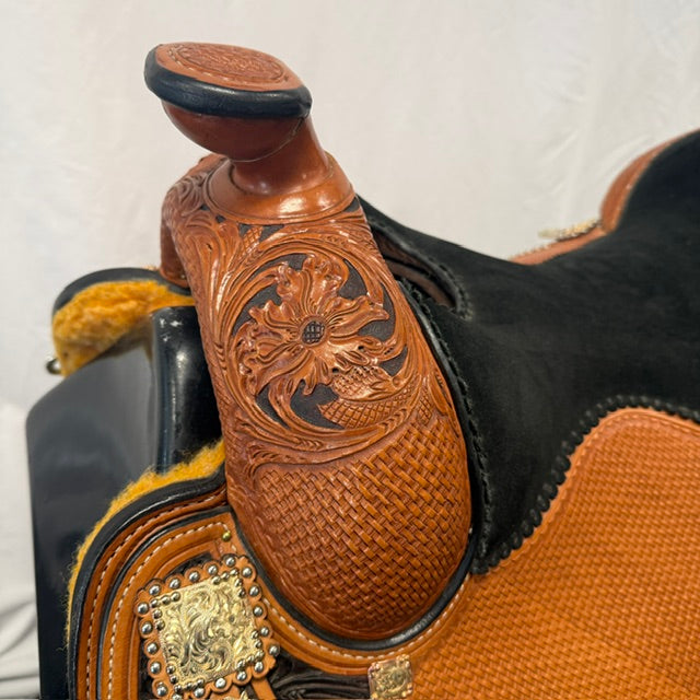 Used Billy Royal Elite Floral Tooled Western 17" Show Saddle