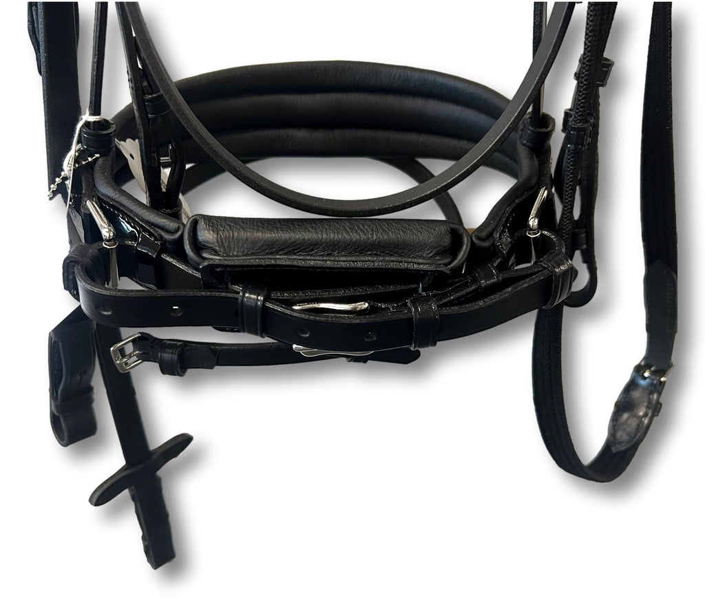 Comfort XS Patent Snaffle Bridle, Black Padding with Black Diamond Crystals