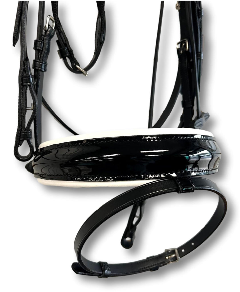 Comfort XS Patent Snaffle Bridle, White Padding with Swarovski Jet Rocks