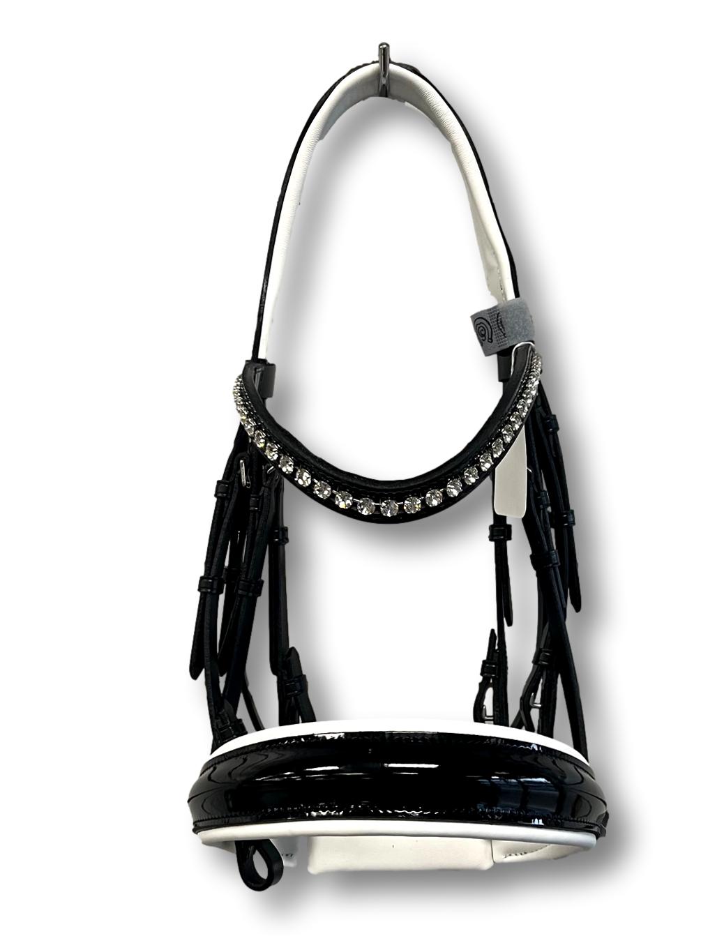 Comfort XS Patent Double Bridle, White Padding with