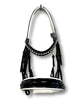 Comfort XS Patent Double Bridle, White Padding with Swarovski Crystals