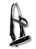 Comfort XS Patent Double Bridle, White Padding with Swarovski Crystals