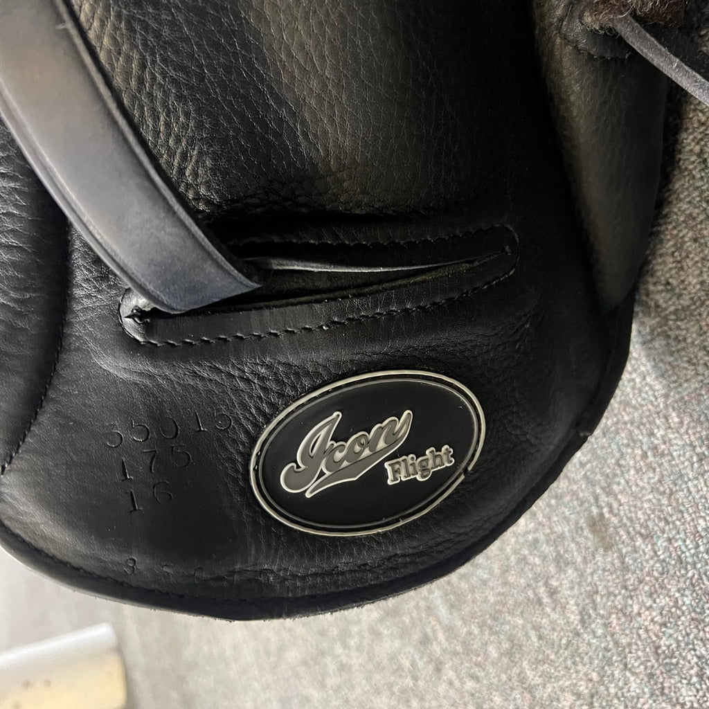 HOLD: Used Custom Icon Flight 17.5" Monoflap Dressage Saddle